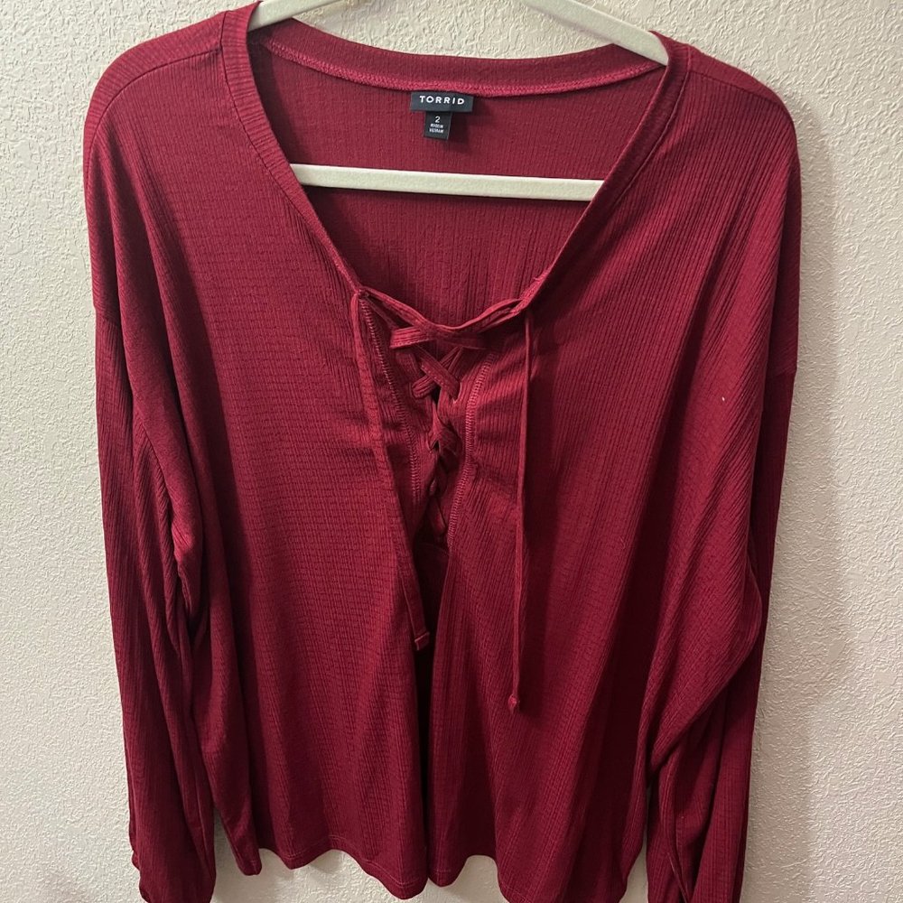 Torrid - Burgundy Long Sleeve Top